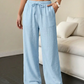 Pantalon large à effet froissé unie pour femme