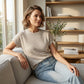 T-shirt décontracté à manches courtes et col rond pour femme