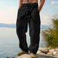 Pantalon cargo en coton et lin pour homme