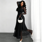 👗 50% DE RÉDUCTION 🌞 Robe maxi élégante à col montant & fente – Moulante, affinante & féminine – Idéale pour galas, mariages & occasions spéciales ✨