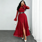👗 50% DE RÉDUCTION 🌞 Robe maxi élégante à col montant & fente – Moulante, affinante & féminine – Idéale pour galas, mariages & occasions spéciales ✨