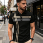 👕 Haut à col et manches courtes rayé pour homme 🌿