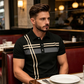 👕 Haut à col et manches courtes rayé pour homme 🌿