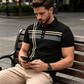 👕 Haut à col et manches courtes rayé pour homme 🌿