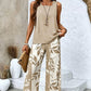 📢📢50% OFF !! ⏰Sleeveless Top & Printed Capri Pants Set