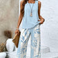 📢📢50% OFF !! ⏰Sleeveless Top & Printed Capri Pants Set