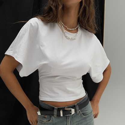 T-shirt chic d'été pour femme, coupe ajustée à la taille