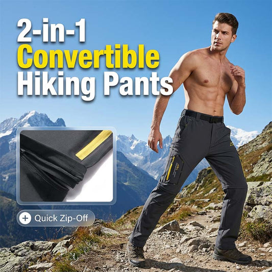🏔️👖 PROMO FLASH 50% ! Pantalon de Randonnée Convertible 2-en-1 Homme – Tissu Respirant, Jambes Détachables, Poches Zippées, Ceinture Incluse ⛰️