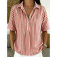 📢⏰👕 DERNIER JOUR – PROMO -50% ! Chemise Femme à Manches Courtes Rayées – 9 Couleurs, 6 Tailles (S-3XL), Décontractée, Polyvalente