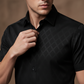 👔 PROMO LIMITÉE 50% DE RÉDUCTION ! ✨ Chemise Homme Jacquard Noir – Motif Losange, Slim, 8 Tailles ✨