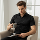👔 PROMO LIMITÉE 50% DE RÉDUCTION ! ✨ Chemise Homme Jacquard Noir – Motif Losange, Slim, 8 Tailles ✨