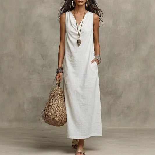 Robe longue sans manches pour femme