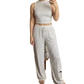 Ensemble haut sans manches et pantalon à pois pour femme