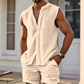 Ensemble haut sans manches boutonné et short pour homme