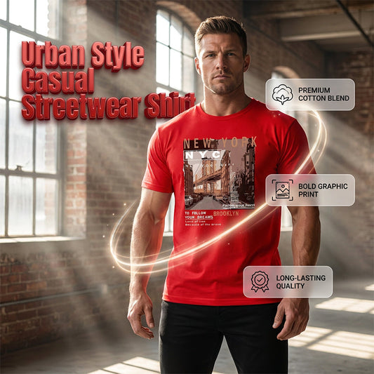 👕 50% DE RÉDUCTION ⏰ T-shirt manches courtes style urbain New York City – Coton doux, graphisme iconique & respirant – parfait pour un look décontracté ou les voyages – inspiré du streetwear américain 🗽