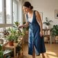 ✨💃Robe midi en jean à bretelles et boutons sur le devant pour femme