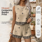 👚Ensemble Top Sans Manches & Short À Imprimé Bohème pour Femme🌸
