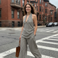 Women’s Striped Halter Top & Wide-Leg Pants Set