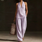 Women’s Striped Halter Top & Wide-Leg Pants Set