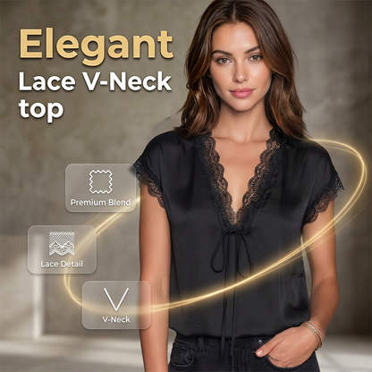 🌸 50 % DE RÉDUCTION MAINTENANT ! 🌸 Haut en dentelle pour femme à col en V et manches courtes