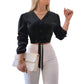 ✨🔥Haut élégant à col en V et taille nouée pour femme