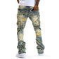 👖 50 % DE RÉDUCTION ! ✨ Jean classique stretch à jambes évasées pour homme – Délavage vintage et détails patchwork – Denim de haute qualité, idéal pour un style chic et décontracté – Confortable et élégant 🔥
