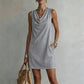 🏆LAST DAY SALE 50% OFF🔥⏰ Elegant Slim Fit Cowl Neck Dress – Sleeveless, Side Pockets, Versatile ✨