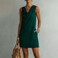 🏆LAST DAY SALE 50% OFF🔥⏰ Elegant Slim Fit Cowl Neck Dress – Sleeveless, Side Pockets, Versatile ✨