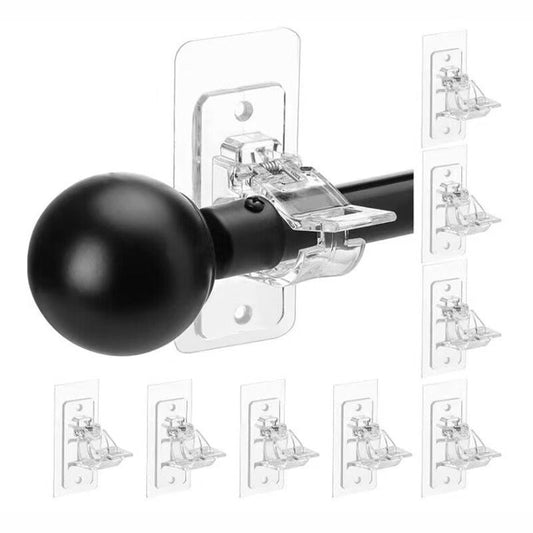 ✨🔥Special Offer: Drill-Free Adhesive Curtain Rod Brackets | Waterproof Stainless Steel Spring Clamp | Multipurpose Tension Pole Holder