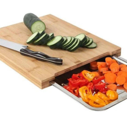 🔥While Supplies Last 50% OFF!🔪Wooden Cutting Board with Slide-Out Trays