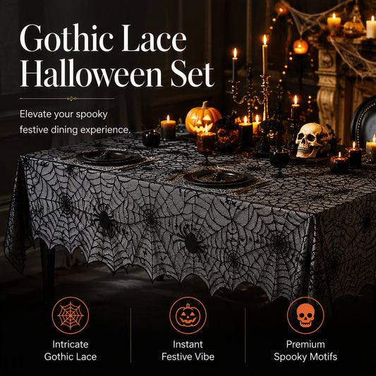 🎃LIMITED-TIME 50% OFF! ⏰Spooky Halloween Patterns Tablecloth and Placemats Set