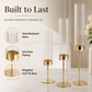 European Light Luxury Gold Candlestick Set of 3 Windproof Glass Candle Holder for Wedding Table Decor