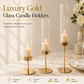 European Light Luxury Gold Candlestick Set of 3 Windproof Glass Candle Holder for Wedding Table Decor